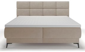 Manželská kontinentálna posteľ 140 cm Riviera 140 (s roštom a matracom) (s úl. priestorom) (béžová stredná + čierna). Vlastná spoľahlivá doprava až k Vám domov. 1099651