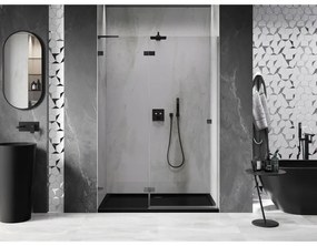 Mexen, Mexen Lunar L ľavé otočné sprchové dvere 130 cm, priehľadné, pištoľovo šedé kartáčované - 834L-130-000-66-00-L