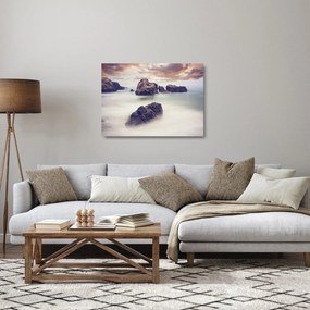 Sklenený obraz útesov v hmle (70x50 cm)
