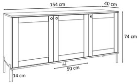 KOMODA THEO S VIEDENSKÝM VÝPLETOM 154 cm