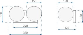 Toolight Toolight, nástenná lampa 2xE27 APP1010-2W, zlatá, OSW-05556