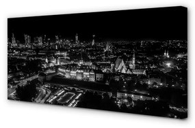 Obraz na plátne Nočná panoráma Varšavy mrakodrapov 140x70 cm