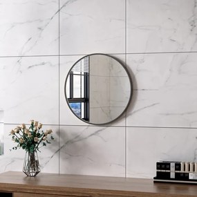 Erga Round, okrúhle zrkadlo 50cm, čierny rám, ERG-V01-ROUND-5050-BK