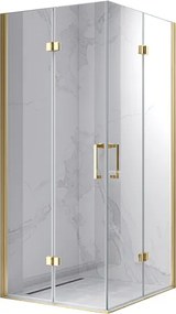 BPS-koupelny Štvorcový sprchový kút ZES KZ08B GL 80x80 zlatá/transparent - bez vaničky