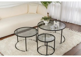 Súprava konferenčných stolíkov Aurum Black and Grey 80 cm, 3 ks