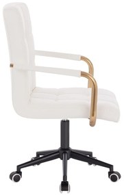 LuxuryForm DESIGN Stolička VERONA GOLD na čiernej podstave s kolieskami - biela