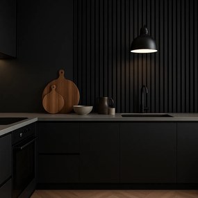 3D Drevené lamely na stenu na filci 255x46cm - ČIERNE