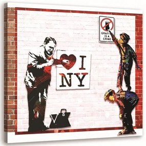 Obraz na plátně Banksy - Miluji New York - 60x60 cm
