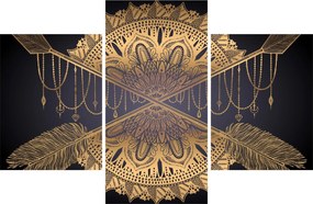 Obraz - Zlatá mandala s šípmi (90x60 cm)