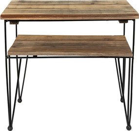 Čierno-hnedý kovový odkladací stolík - 46*36*47 cm