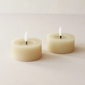 STAR TRADING Čajová LED sviečka Flamme Beige 7 cm – set 2 ks