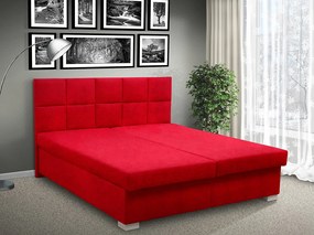 Čalúnená posteľ s úložným priestorom Morava 180 peľasť / farba: PEVNÁ / Alova červená, peľasť / matrac: HR PENA