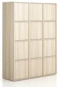 Kancelárska skriňa FRAME, 12x dvere, 1299 x 450 x 1735 mm, PUSH-lock, dub prírodný