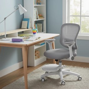 Detská rastúca stolička Neoseat JUNI 007 — látka, prateľný poťah, sivá