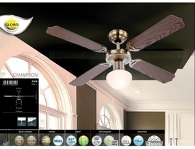 GLOBO 309 - Stropný ventilátor CHAMPION 1xE27/60W/230V