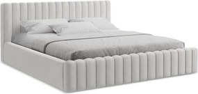 Čalúnená dvojlôžková posteľ s úložným priestorom s roštom 140x200 cm v striebornej farbe Lemi – Makamii