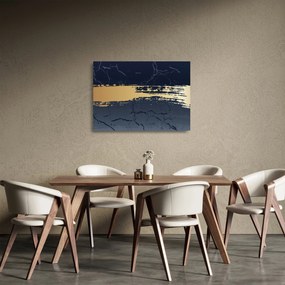 Sklenený obraz - Modrá a zlatá abstrakcia N⁰2 (70x50 cm)