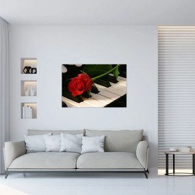 Obraz - Klavír a ruža (90x60 cm)