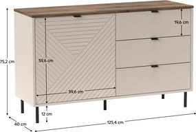 Komoda, kašmír/dub castello, EYCO 1D3S