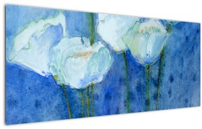 Obraz - Biele tulipány (120x50 cm)