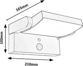 Brilagi LED solárne nástenné svietidlo s čidlom ANKLE LED/10W/3,7V 4000K IP65