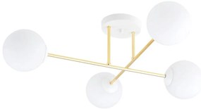 Luster na tyči MAGNUM 4xE14/10W/230V biela/zlatá