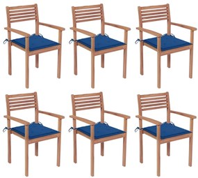 Stohovateľné záhradné stoličky s podložkami 6 ks tíkový masív 3072582