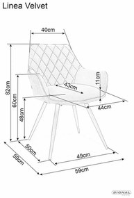 Jídelní křeslo Linea Velvet šedé