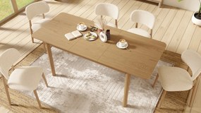 ALDO Krémová (látka Monza 90) / lakovaný dubový rám – DREVENÁ BOUCLÉ STOLIČKA DO OBÝVAČKY, JEDÁLNE A KUCHYNE V RETRO ŠTÝLE