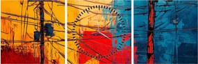 Obraz - Abstraktné elektrické vedenie (s hodinami) (90x30 cm)