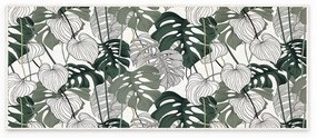 Bielo-zelený prateľný behúň 80x200 cm Monstera – Oyo Concept