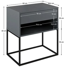 Nočný stolík Autor (grafit + čierna) . Vlastná spoľahlivá doprava až k Vám domov. 1116238