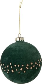 Vianočná sklenená guľa Christmas Bauble Dots - tmavo zelená / zlatá - Ø 10 cm