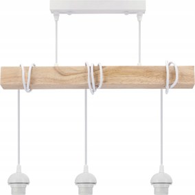 BERGE LED závesné stropné svietidlo, drevený trám, 3xE27, loft, mliečna kocka - biela