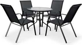Noela Záhradný jedálenský set Capri 80cm + 4x kovová stolička Ramada