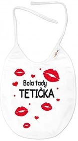 Baby Nellys Nepremokavý podbradník Bola tady Tetička, 24 x 27 cm - biely