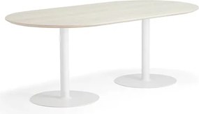 Stôl METRIC, ovál, 2000x1000x720 mm, biela/jaseň