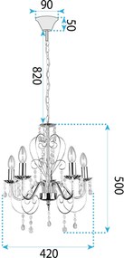 Toolight Toolight, stropné svietidlo 5xE14, EBT008-5CP, chróm, OSW-01243