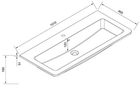 Mereo Siena, kúpeľňová skrinka s umývadlom z liateho mramoru 101 cm, biela lesk, MER-CN412M1