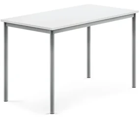 Stôl BORÅS, 1200x700x760 mm, laminát - biela, strieborná