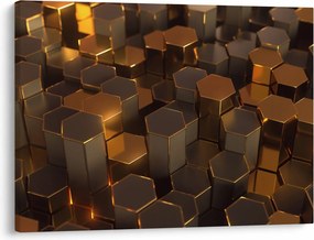 Obraz - Bronzové hexagóny (70x50 cm)