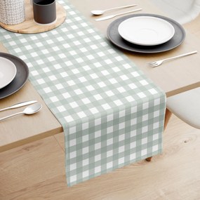 Goldea behúň na stôl 100% bavlnené plátno - šalviovo zelené kocky 35x180 cm