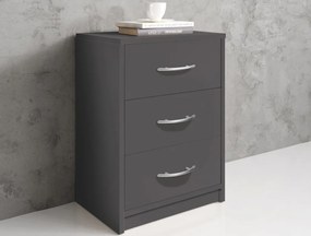 Nočný stolík s 3 zásuvkami Pepe, šedý grafit