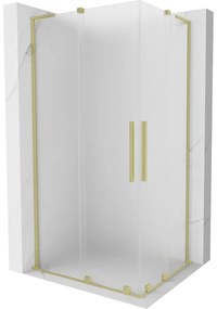 Mexen Velar L Duo, sprchový kút s posuvnými dverami 100 x 90 cm, 8mm sklo námraza, zlatá matná, 871-100-090-02-33-55