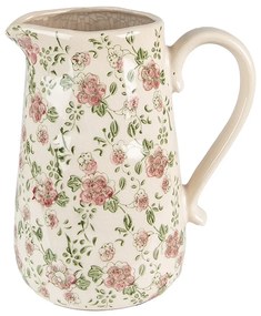 Keramický dekoračný džbán s ružovými kvetmi Lillia L - 20*14*23 cm