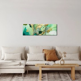 Obraz - Zelená abstrakcia (s hodinami) (90x30 cm)