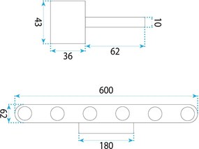 Toolight Toolight, LED nástenné svietidlo, 60cm, 18W, 4000K, 2000lm, SWE057-W, zlatá lesklá, OSW-20157