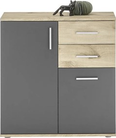 Skrinka s 2 zásuvkami Bacalar, dub viking/sivá