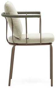 Zelená/béžová kovová záhradná stolička Salguer - Kave Home