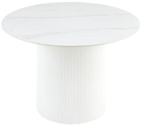 Okrúhly keramický jedálenský stôl Messina biela 120cm